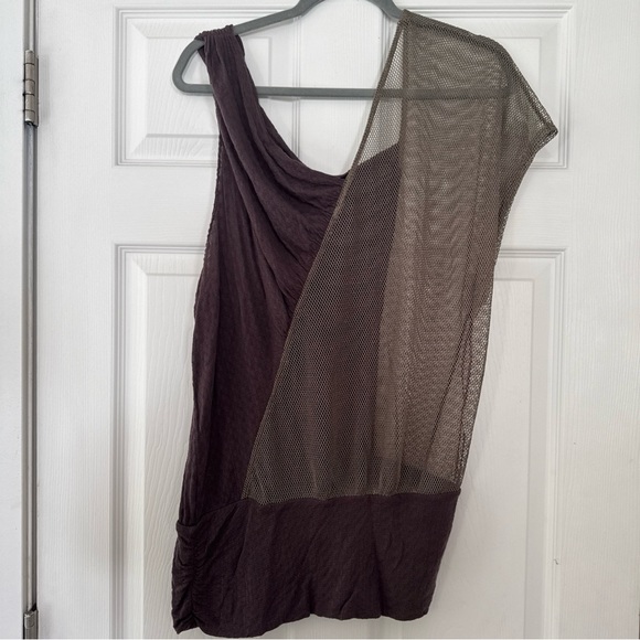 Free People One-Shoulder Draped Top in Mauve and Taupe Mesh - Picture 8 of 9